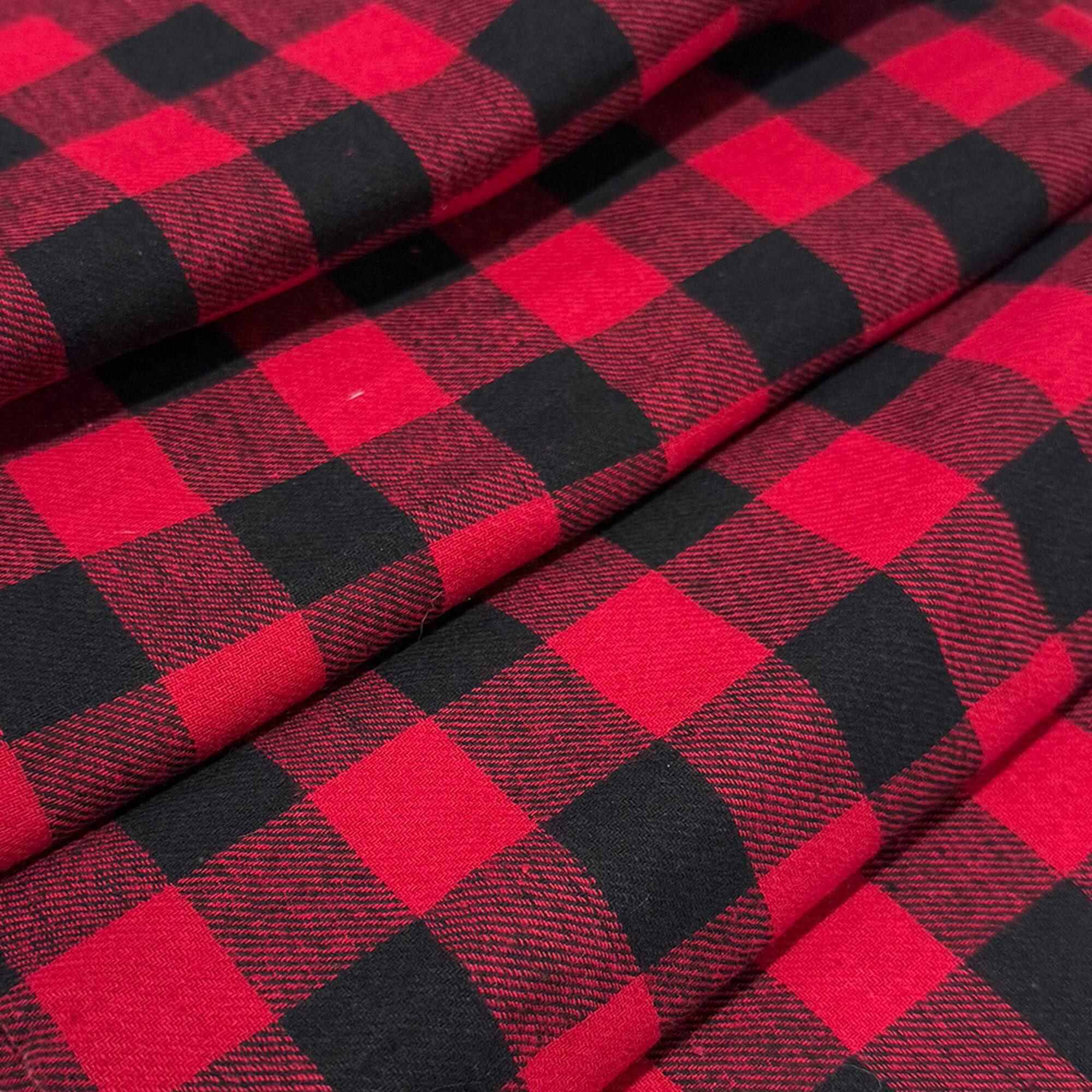 Feldman Red & Black Checker Yarn-Dyed Cotton Flannel Fabric